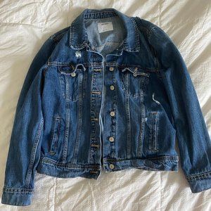 Old Navy Women’s Distressed Denim Jean Jacket - Medium Blue - Large - Button Up